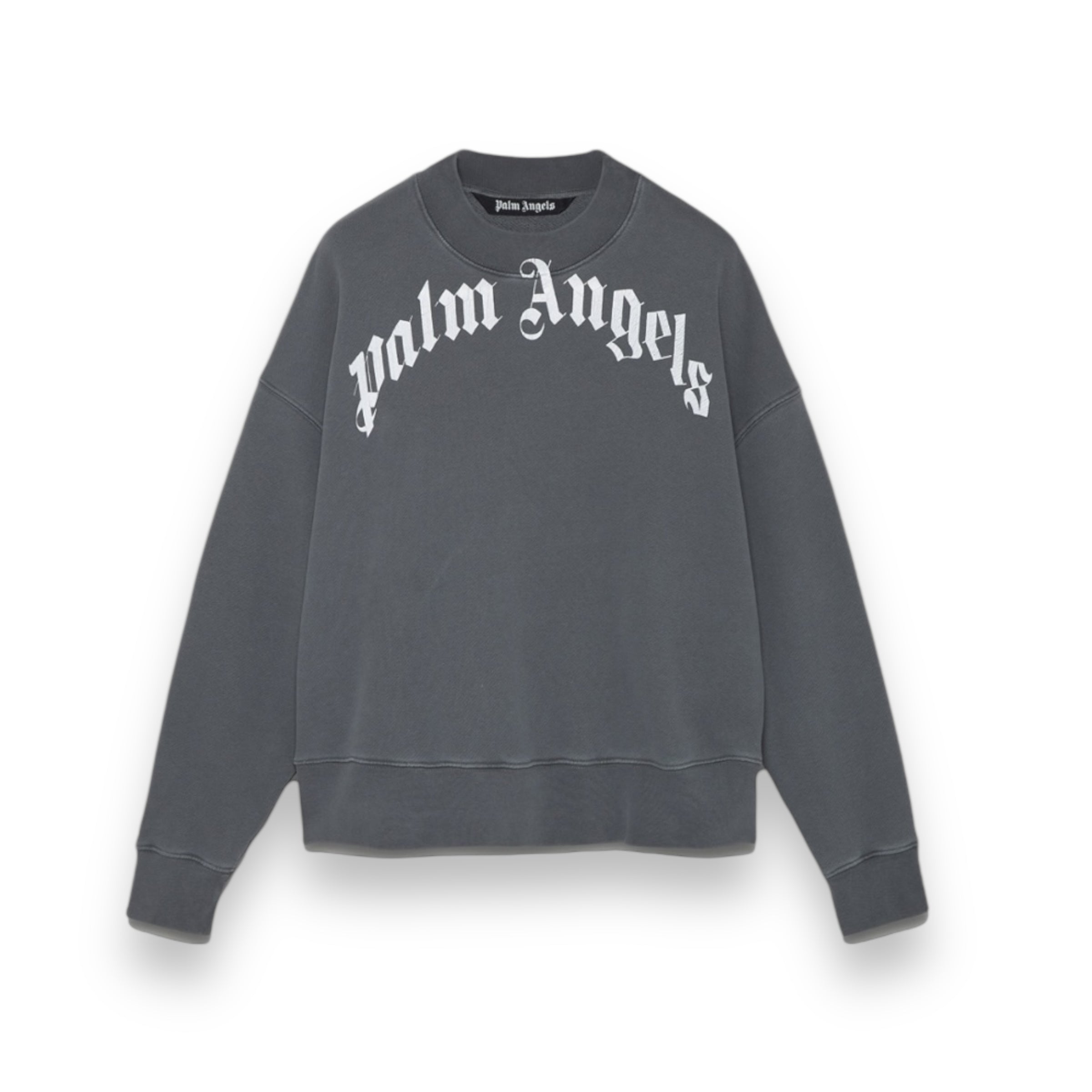 Palm Angels Curved Logo Sweatshirt Grey