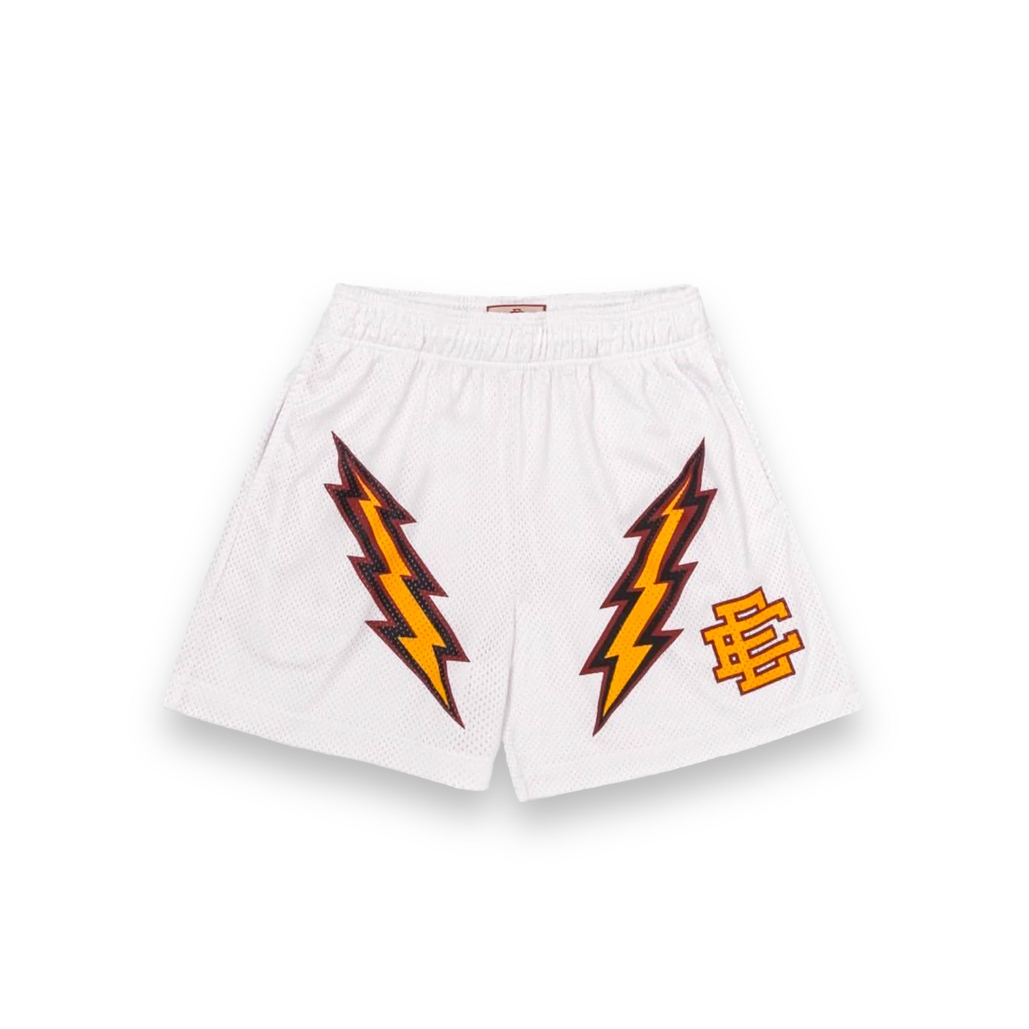 Eric Emanuel White/Yellow Bolt Shorts