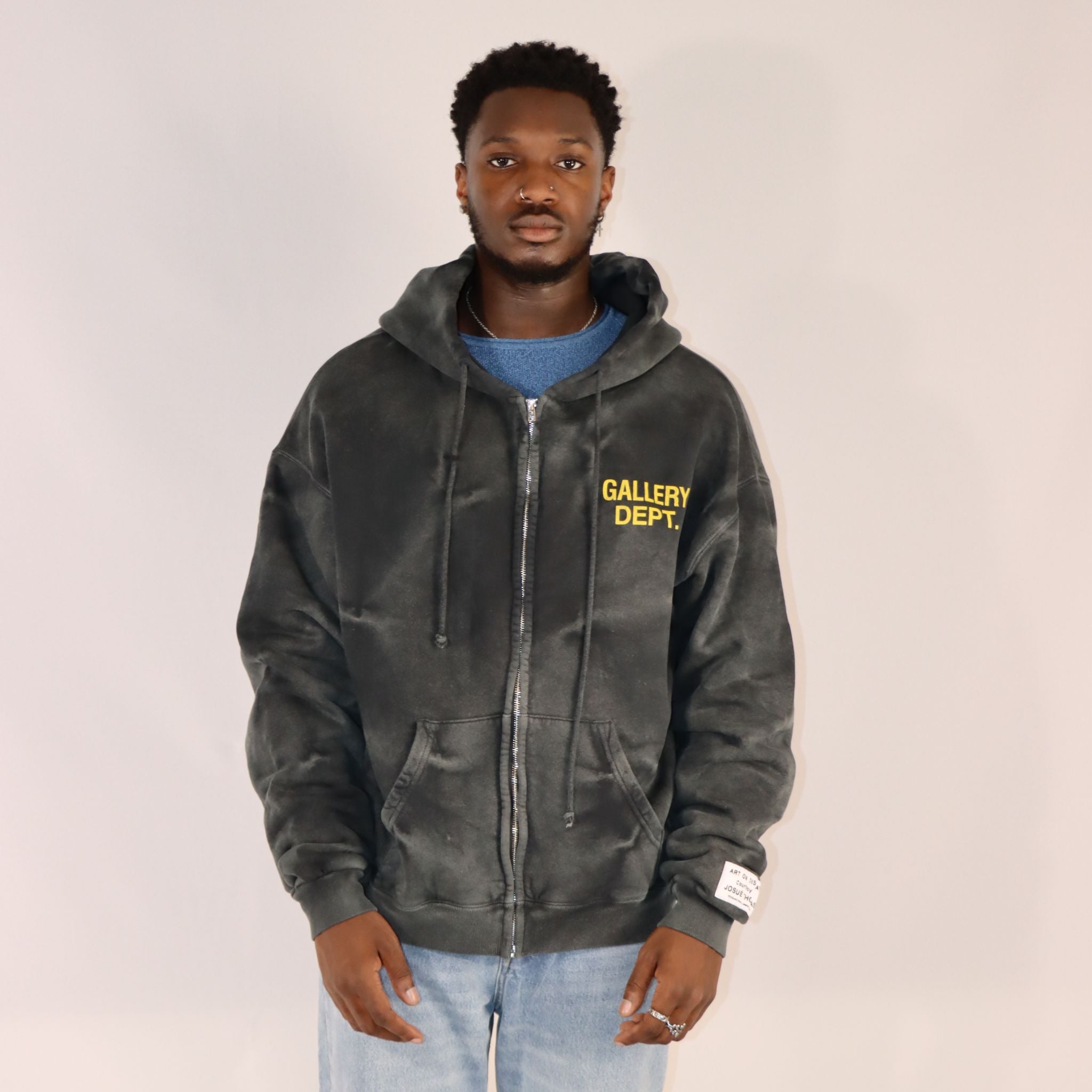 Gallery Dept. Sun Faded Black Zip Up Hoodie