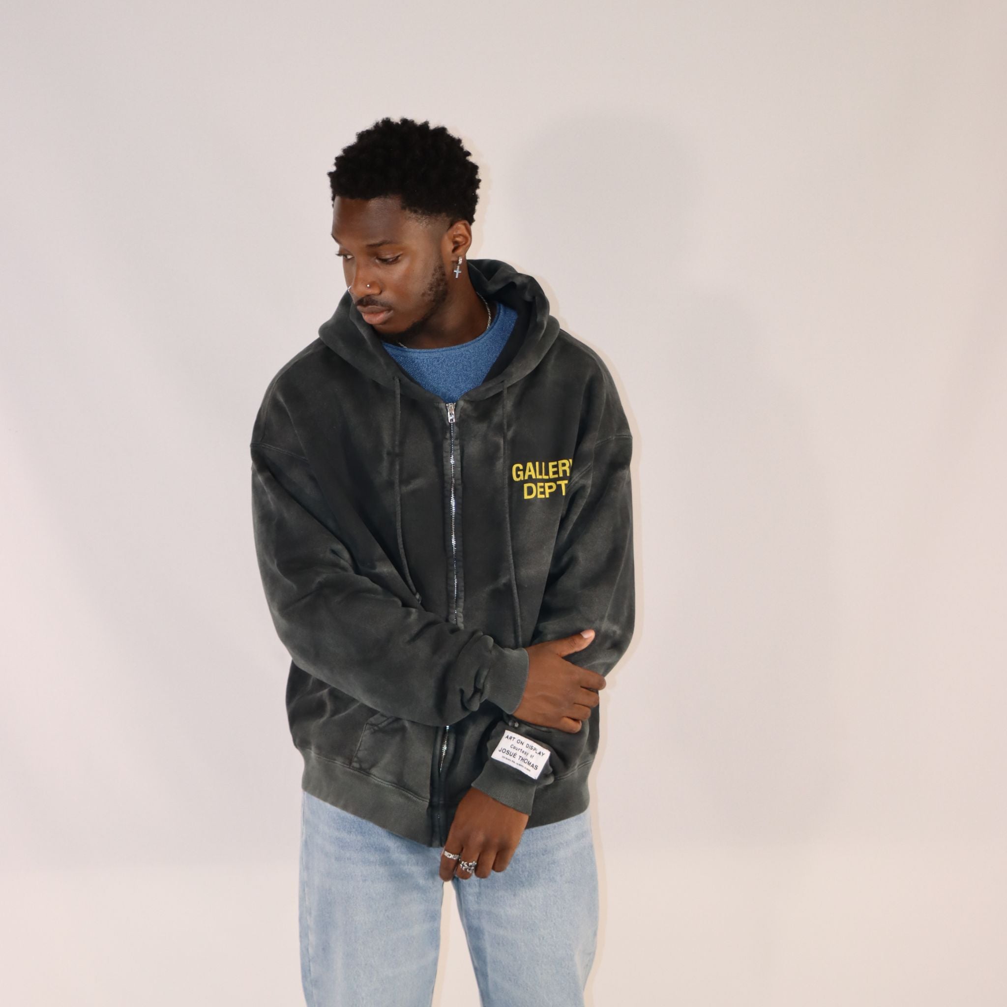 Gallery Dept. Sun Faded Black Zip Up Hoodie