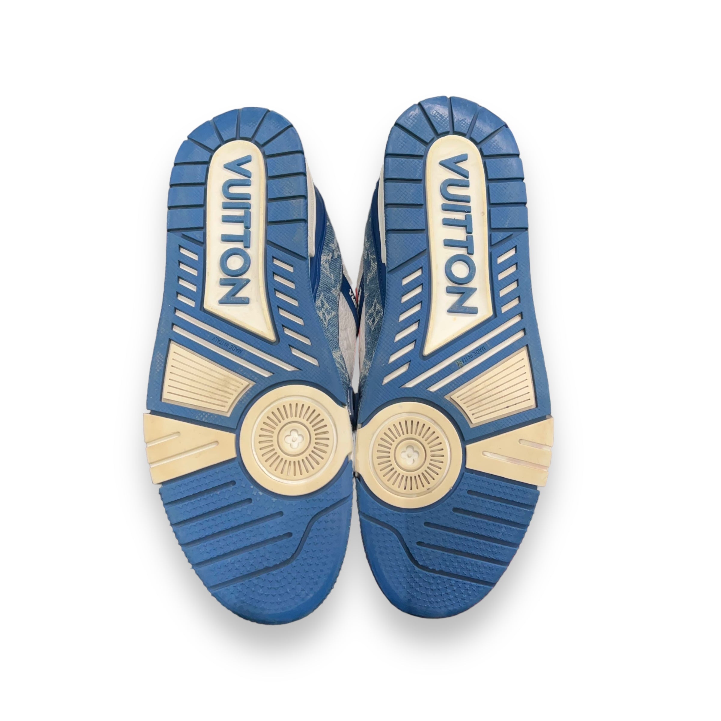 LV white/blue denim trainers