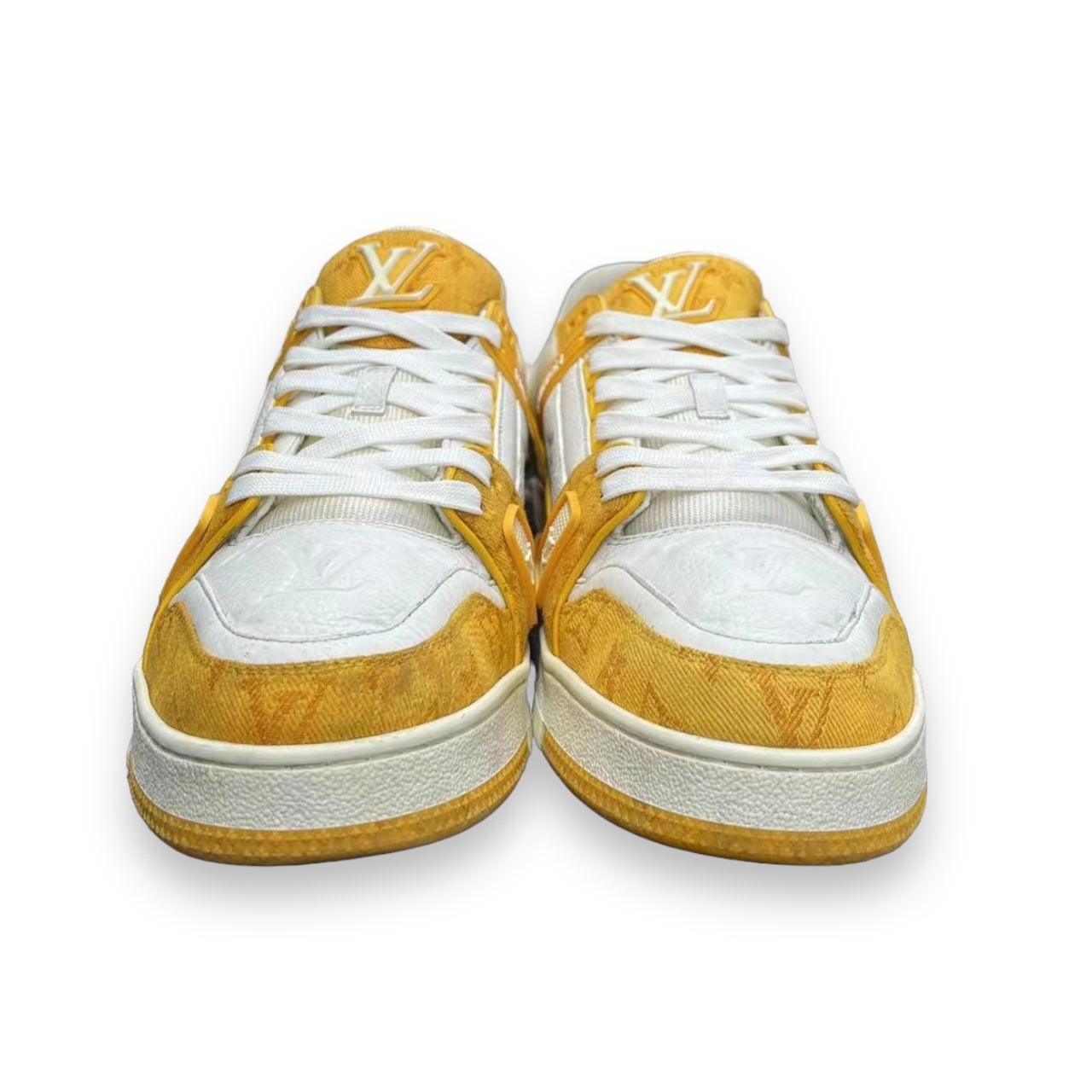 LV Trainer Yellow Monogram Denim White