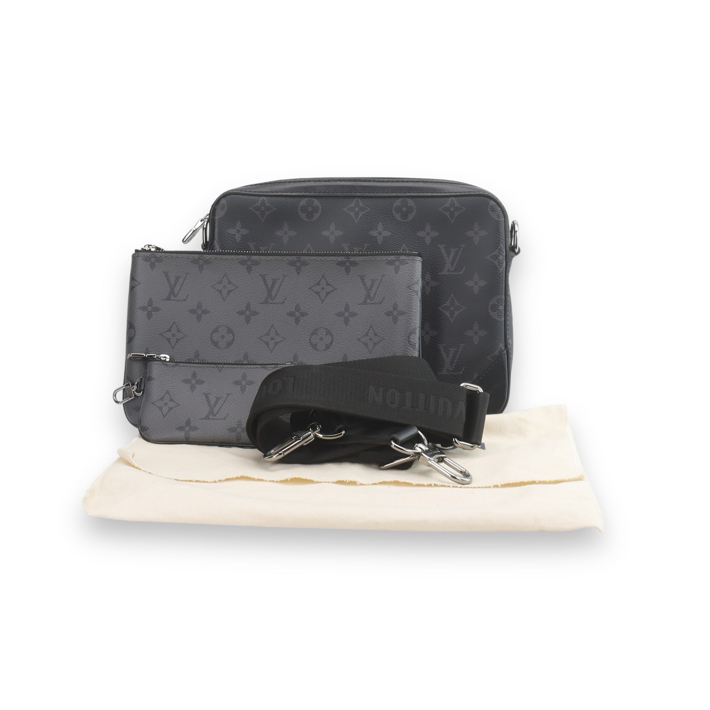 LV Black Monogram Trio Messenger Bag