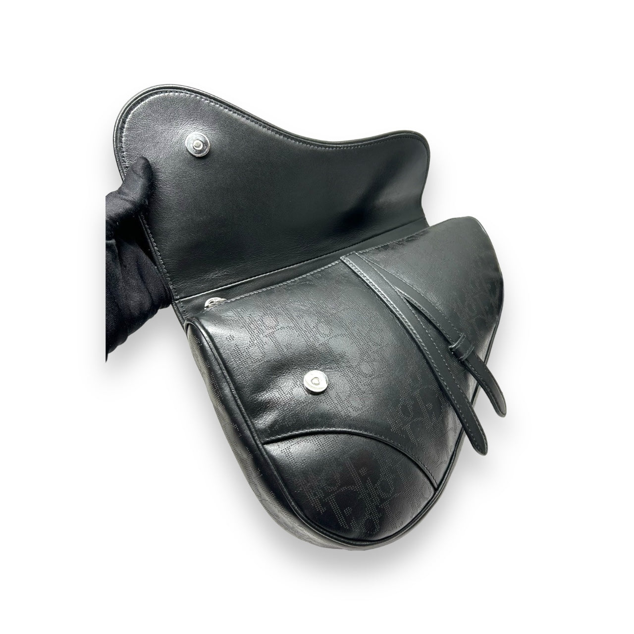 DIOR OBLIQUE GALAXY LEATHER BLACK SADDLE BAG