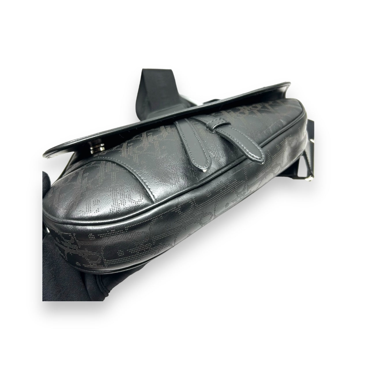 DIOR OBLIQUE GALAXY LEATHER BLACK SADDLE BAG