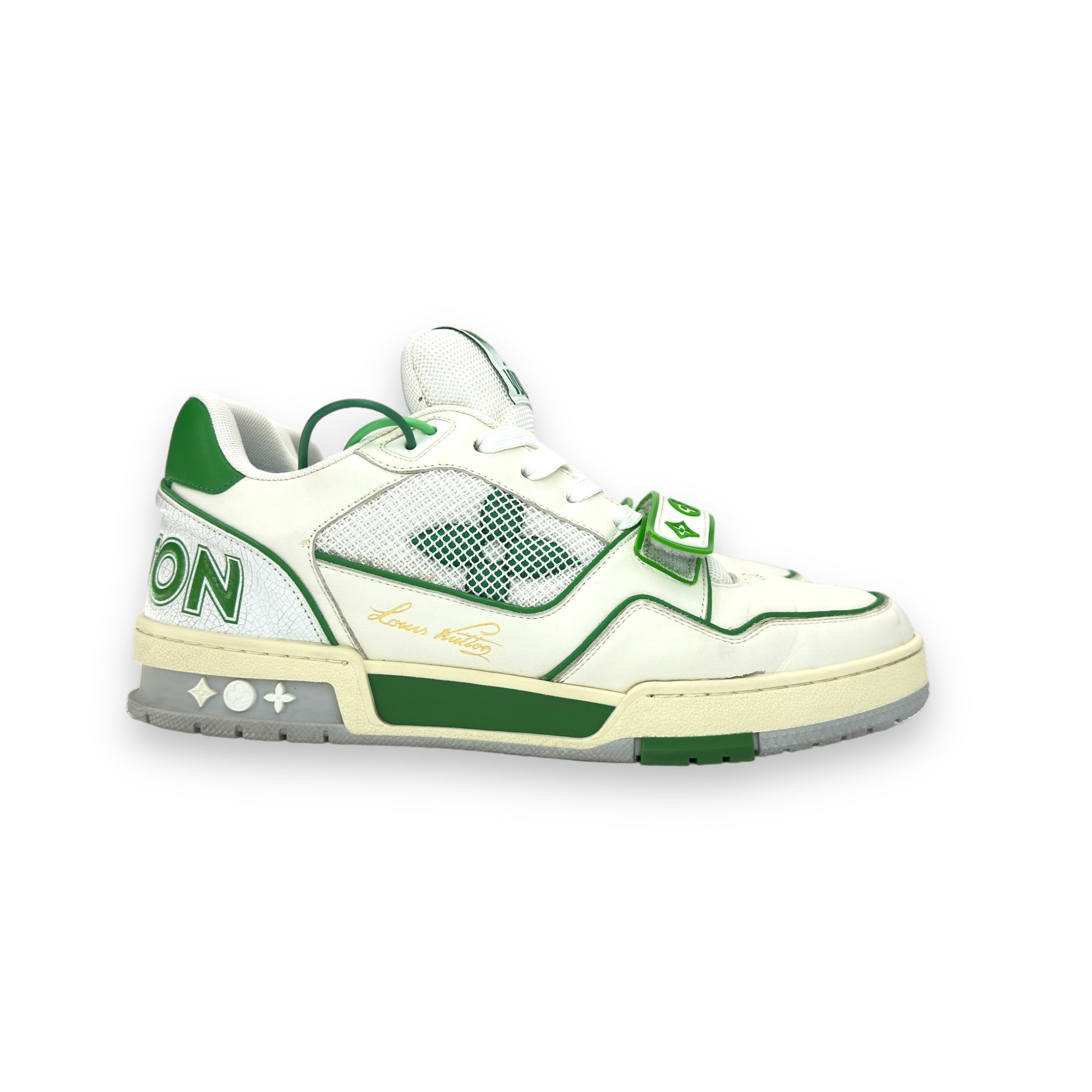 LV white/green mesh trainers