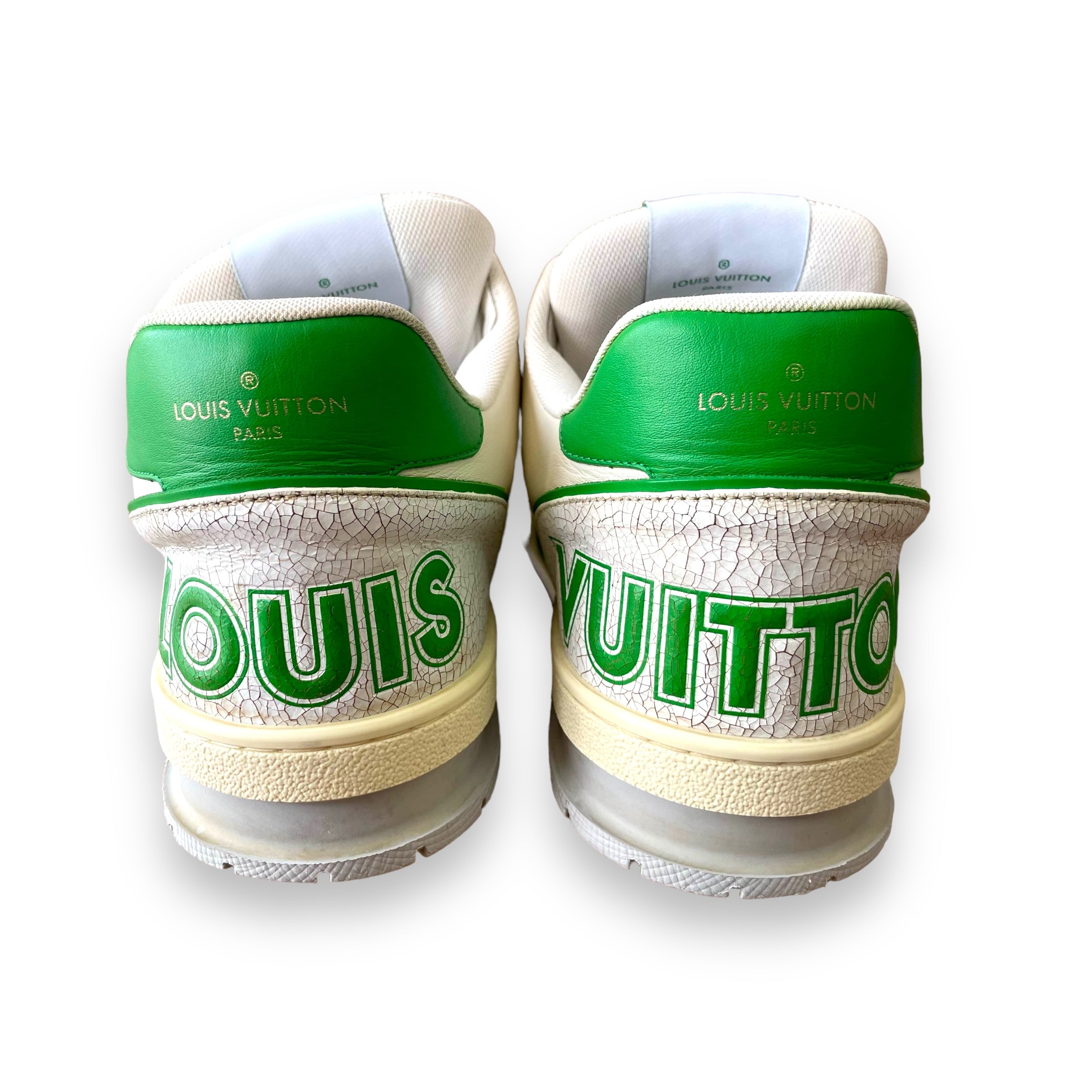 LV white/green mesh trainers