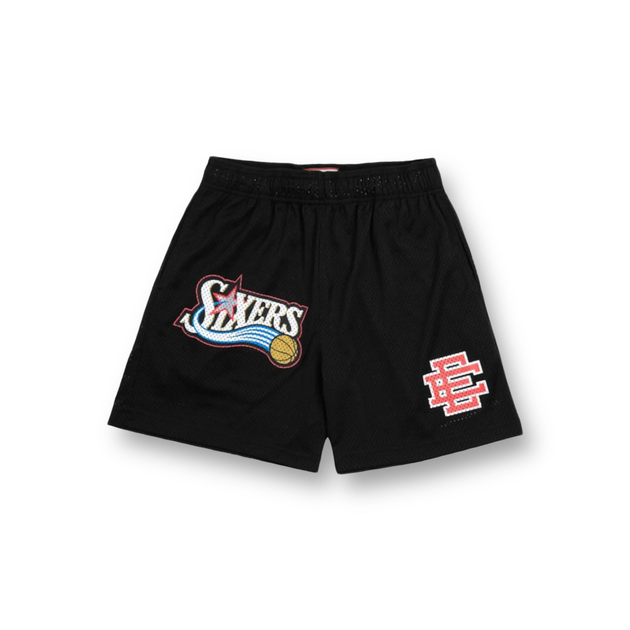 Eric Emanuel Black/Red 76 Sixer's Shorts