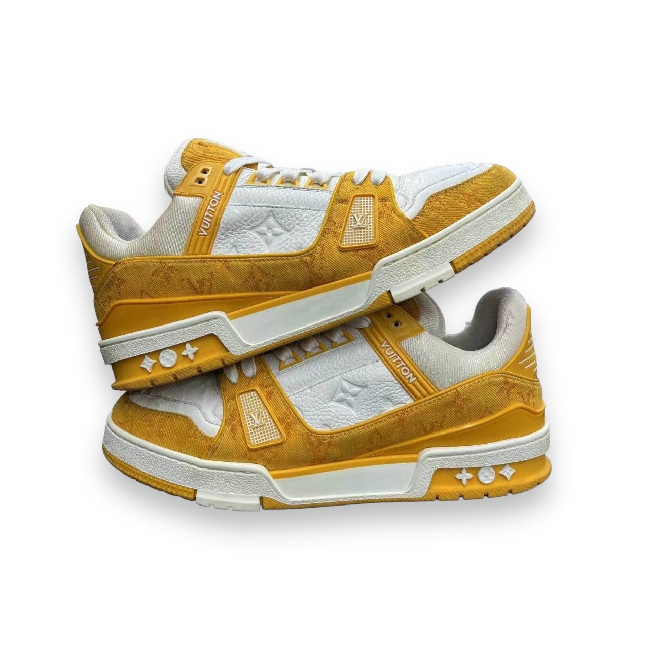 LV Trainer Yellow Monogram Denim White