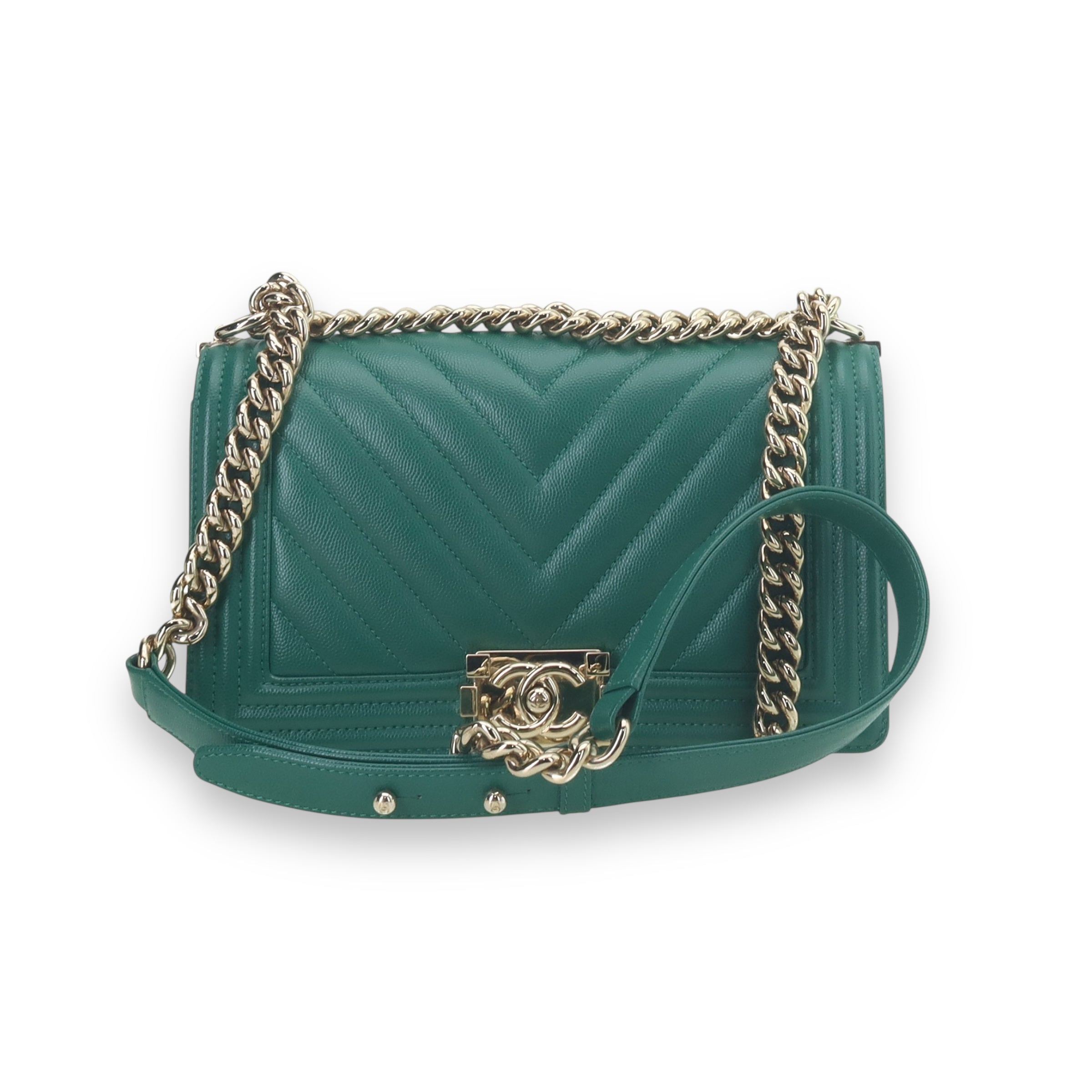 Chanel Green Small Boy Purse
