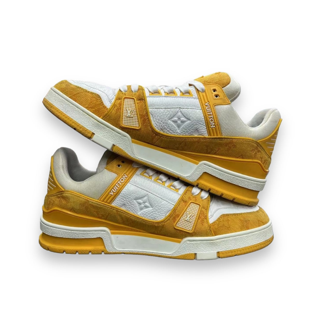 LV Trainer Yellow Monogram Denim White