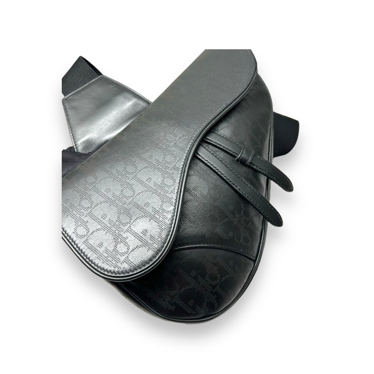 DIOR OBLIQUE GALAXY LEATHER BLACK SADDLE BAG