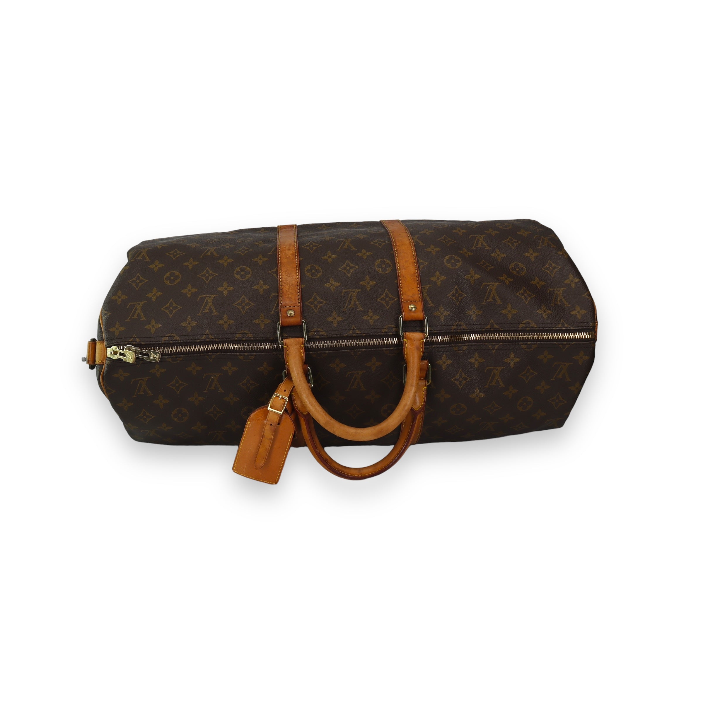 LOUIS VUITTON KEEPALL 55 BLACK DUFFLE BROWN
