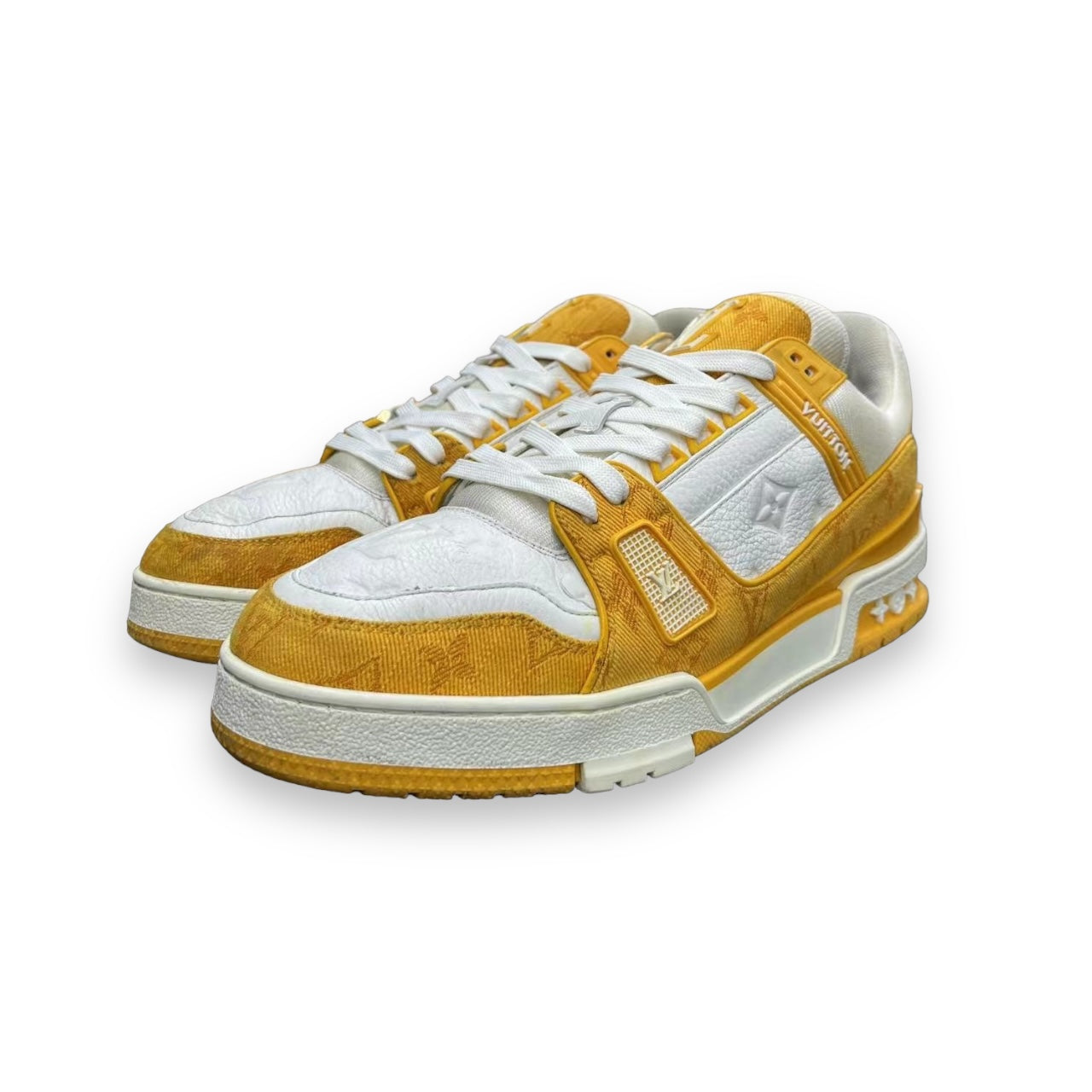 LV Trainer Yellow Monogram Denim White