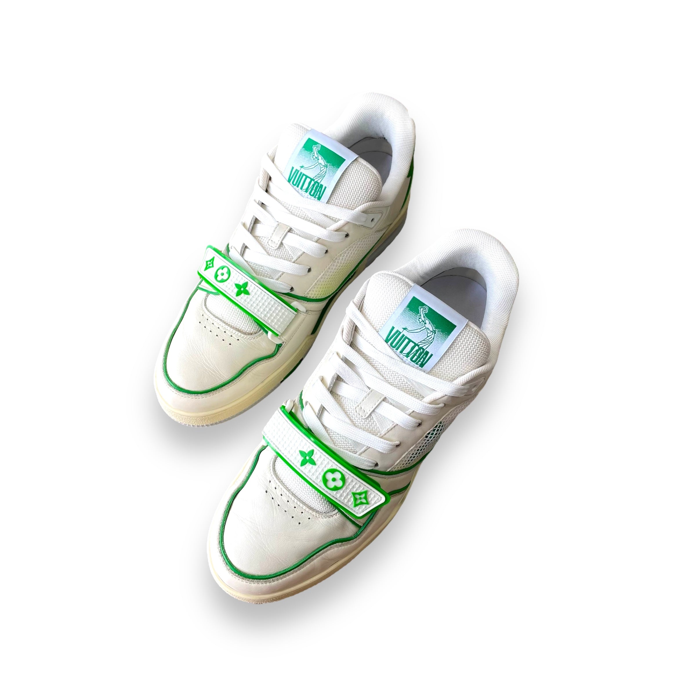 LV white/green mesh trainers
