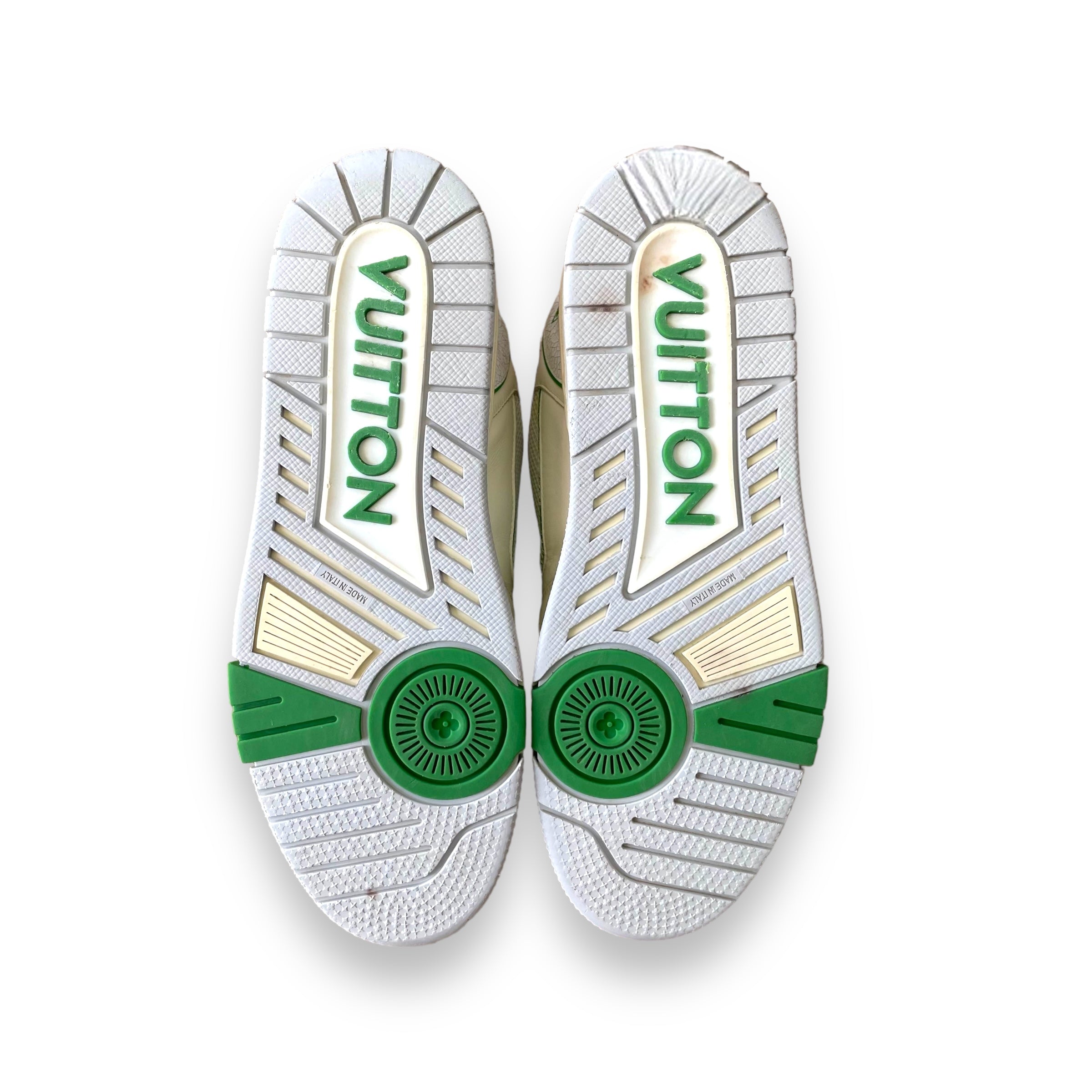 LV white/green mesh trainers