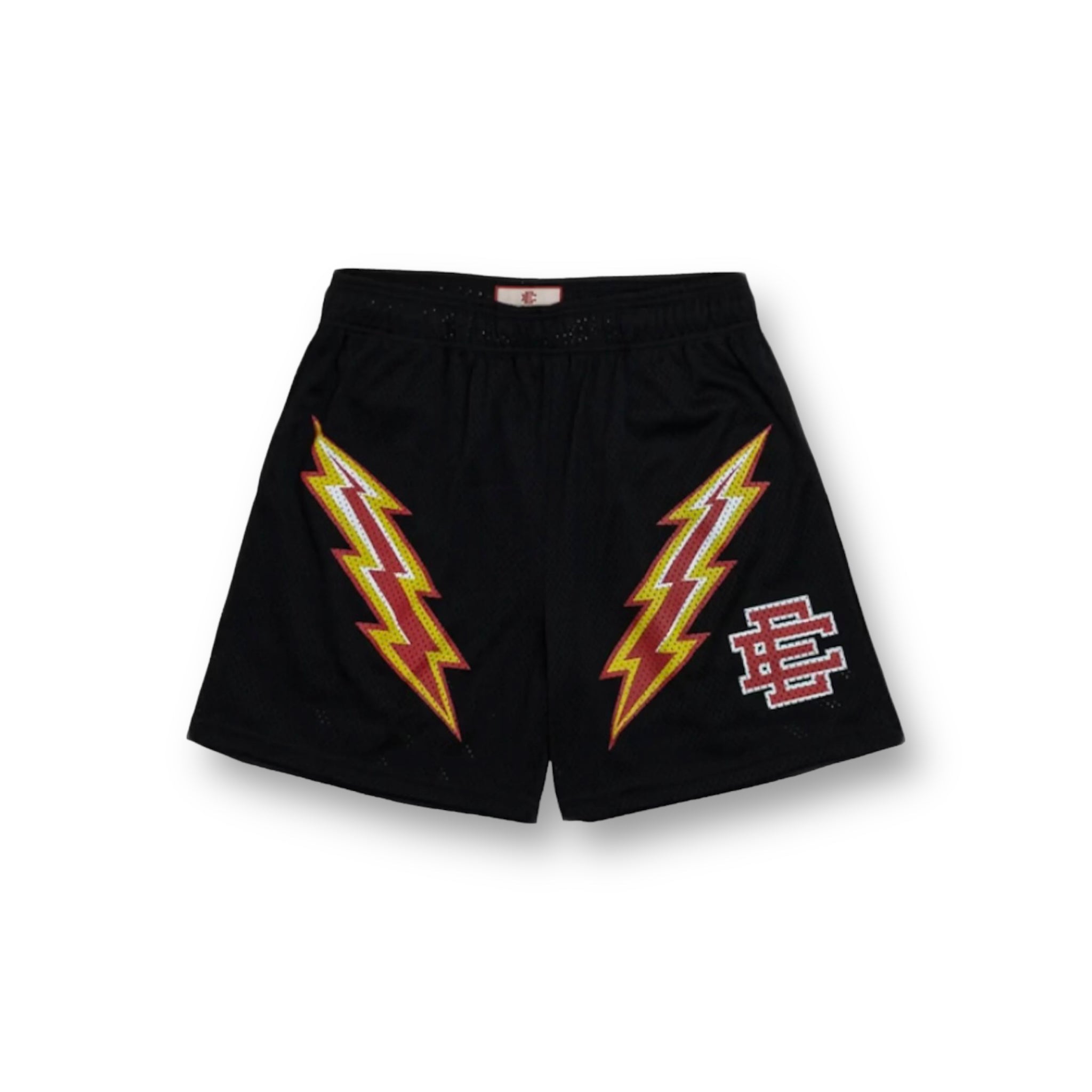Eric Emanuel Black/Yellow/Red Bolt Shorts