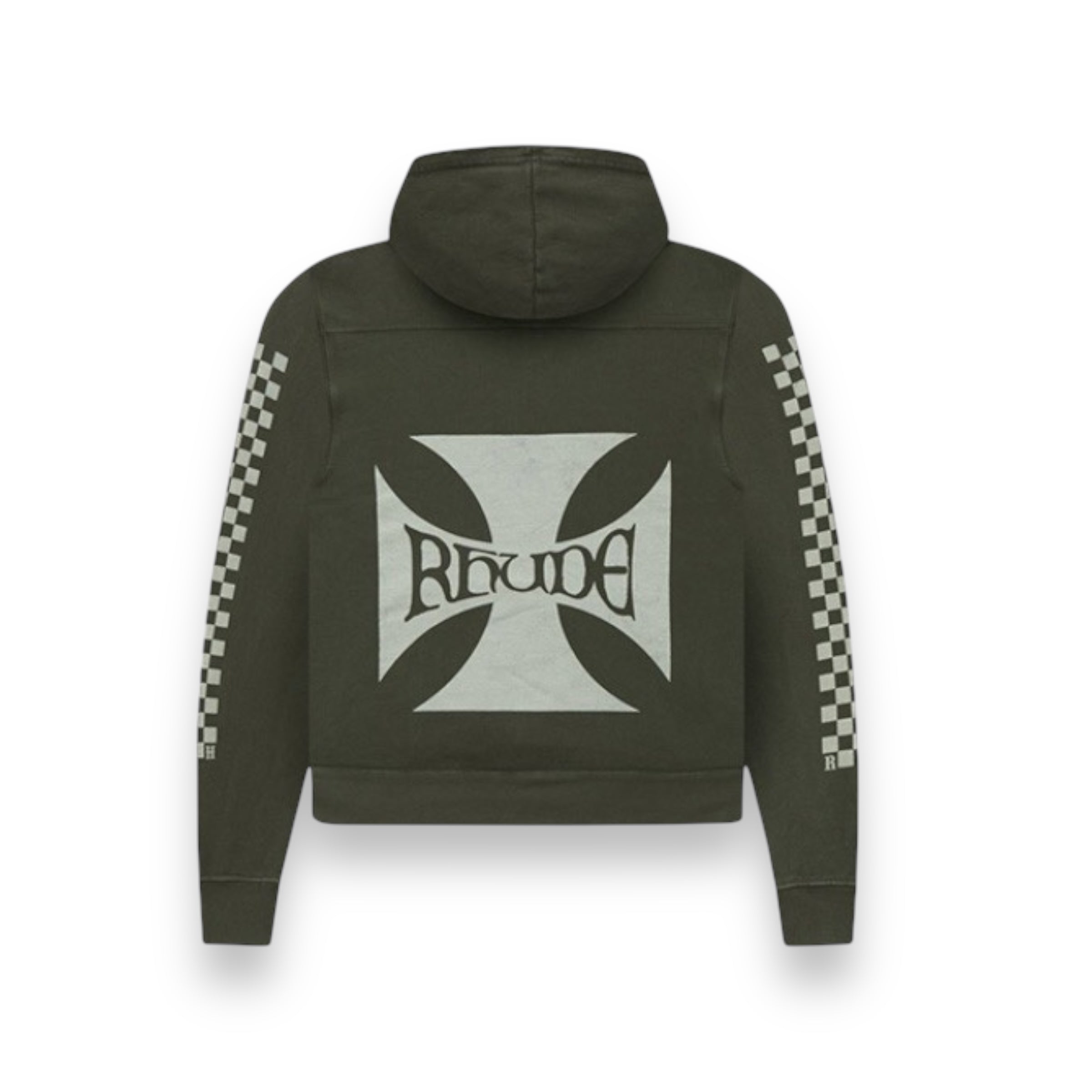Rhude Olive Green Checkers Hoodie