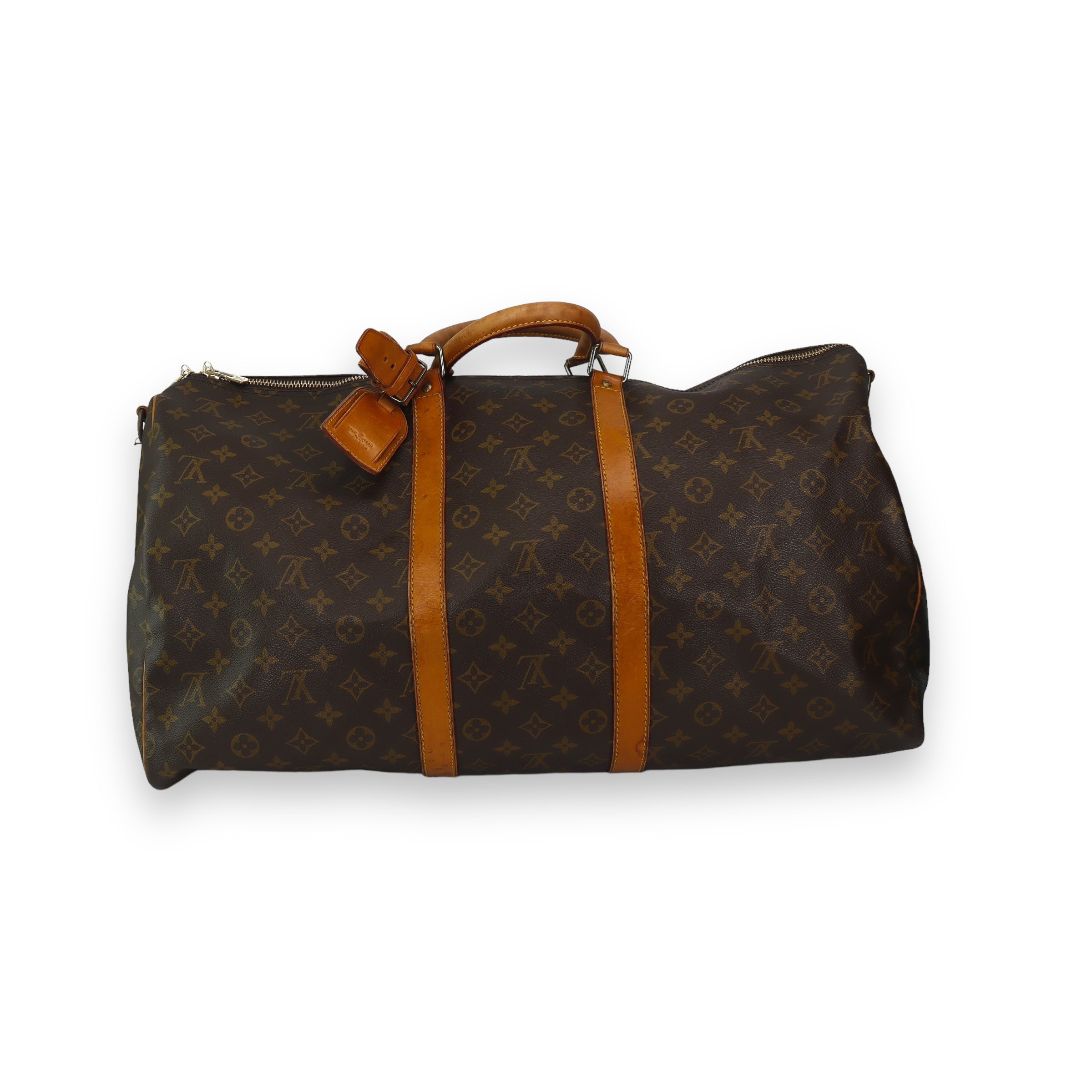 LOUIS VUITTON KEEPALL 55 BLACK DUFFLE BROWN
