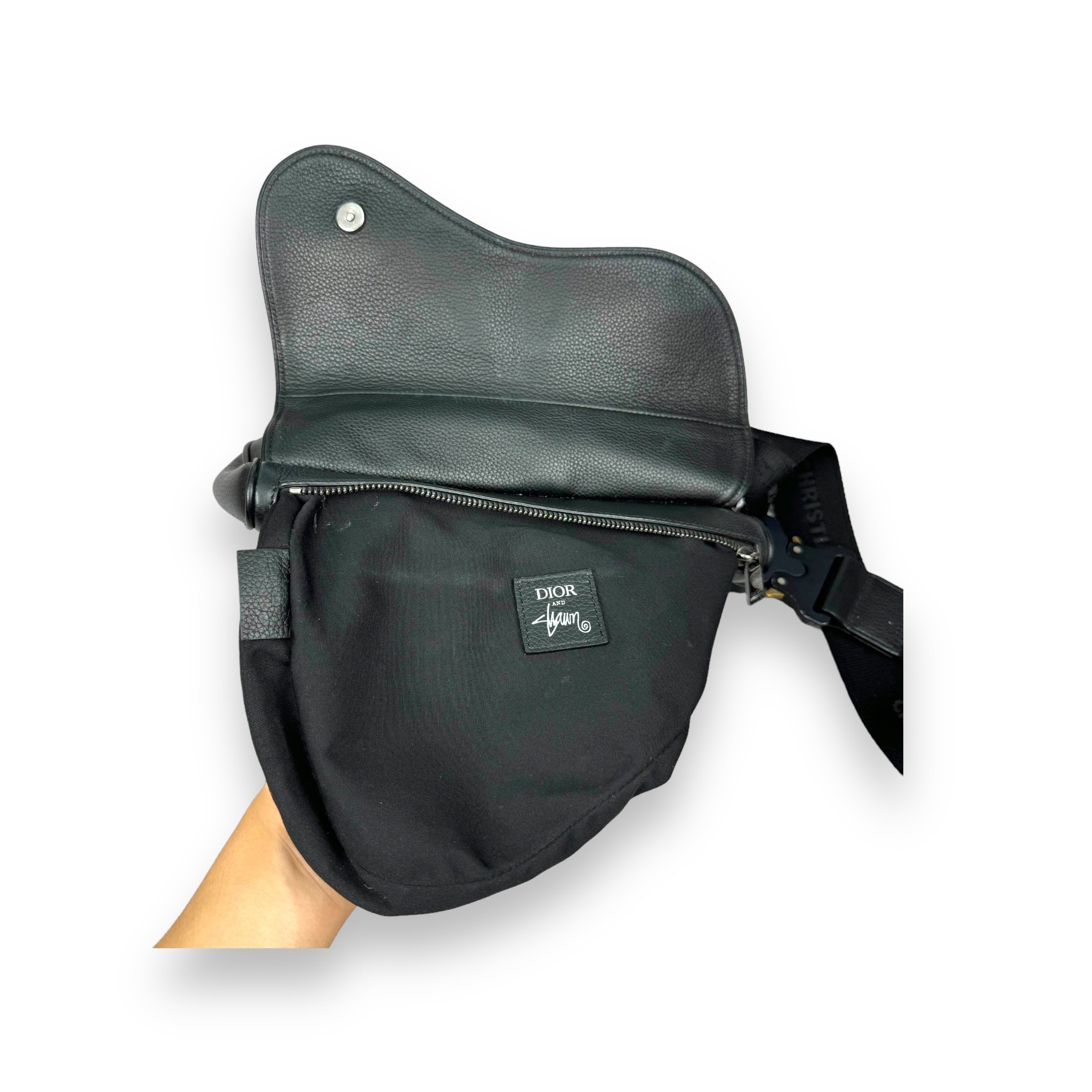Dior x Stussy Black Saddle Bag