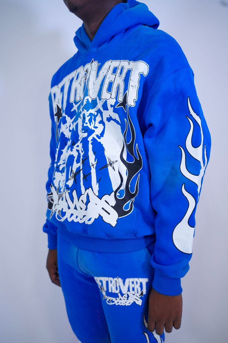 Retrovert Flame Hoodie Blue
