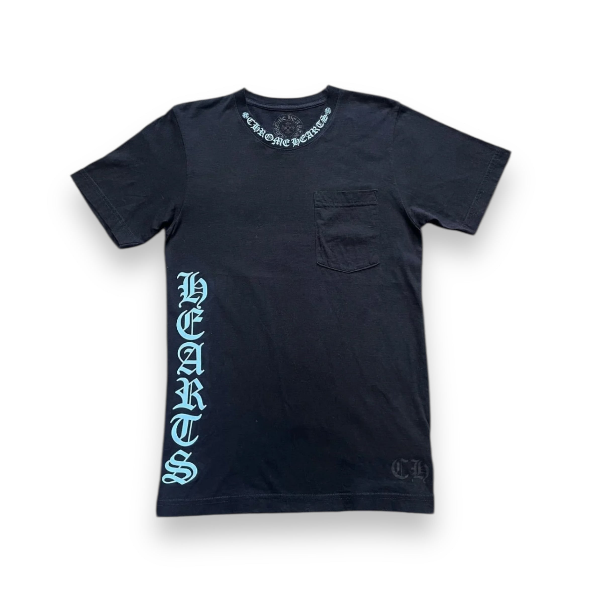 Chrome Hearts Blue Script Logo Short Sleeve T-Shirt