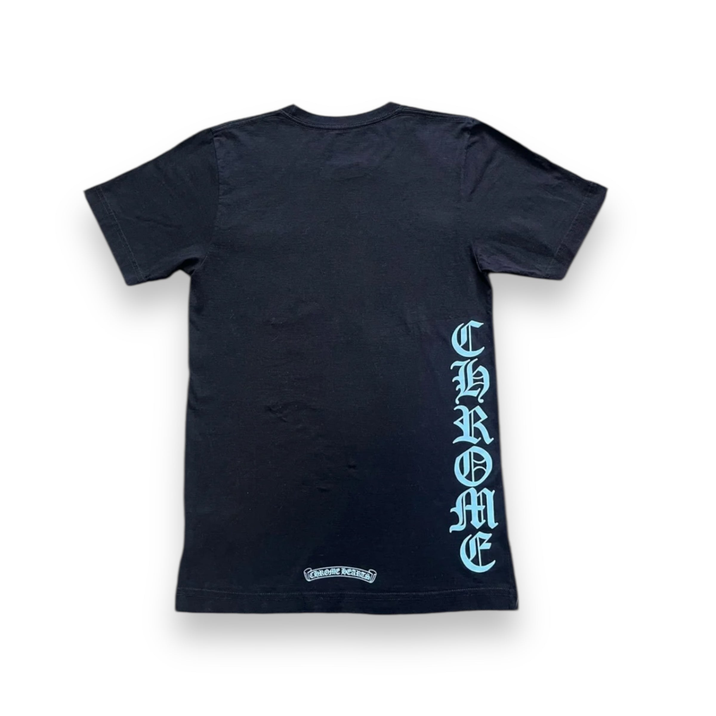 Chrome Hearts Blue Script Logo Short Sleeve T-Shirt